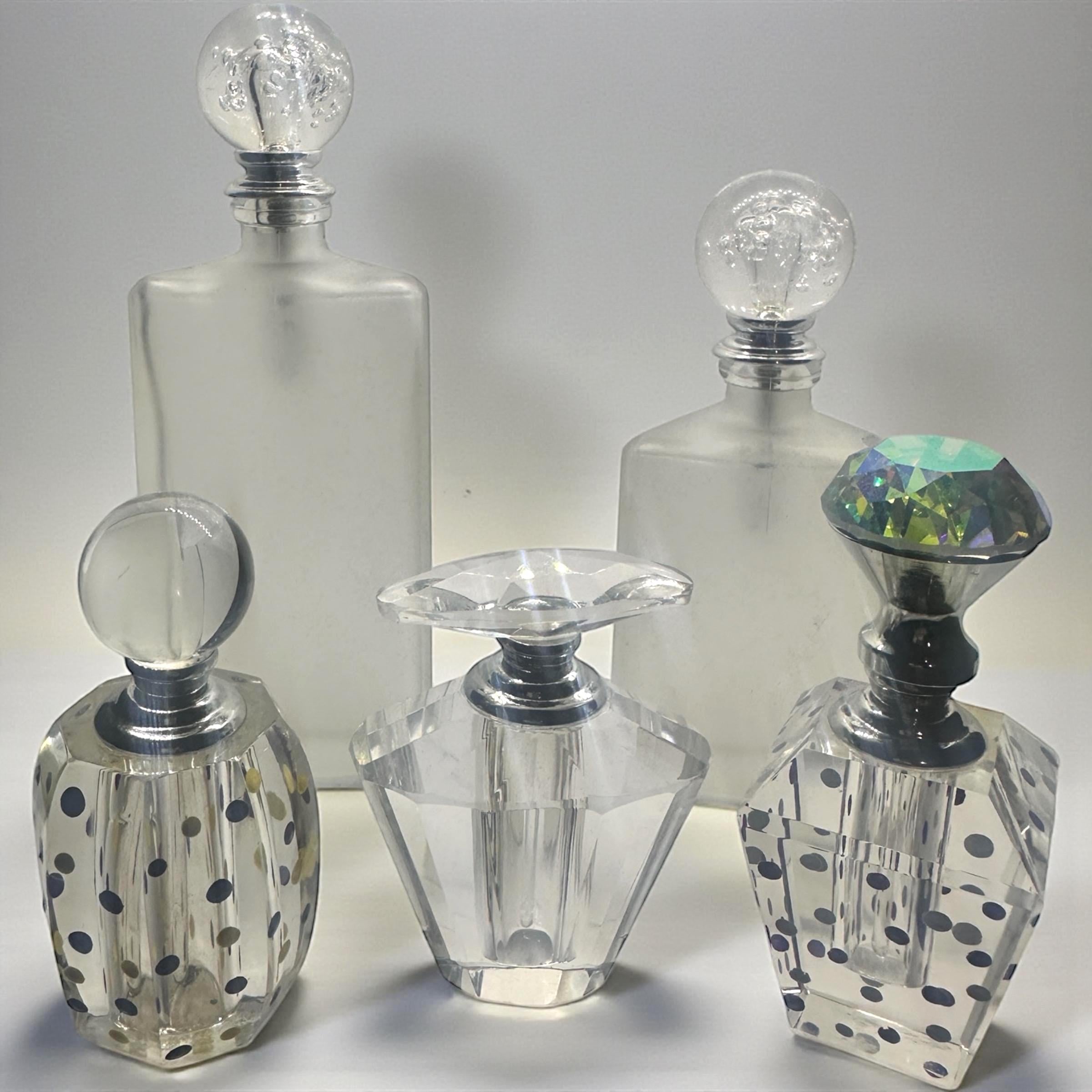 Vintage-Mini Glass Perfume Bottles with Removable Stoppers  – Set of 5