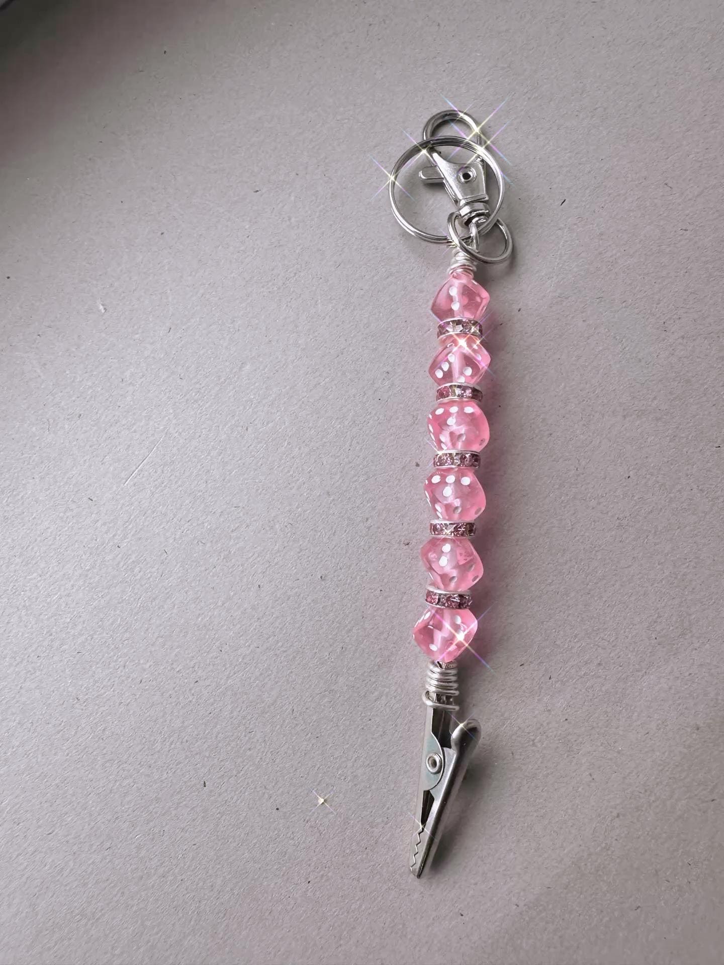 Dice Beaded Card Grabber Keychain | Long Nail Helper