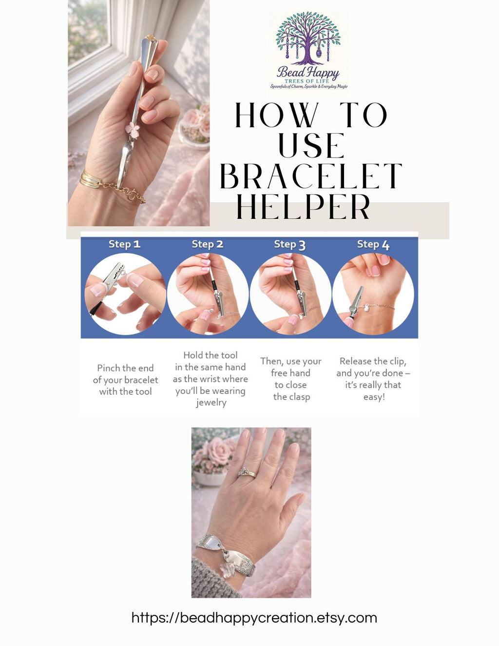 Upcycled Spoon Handle Card Clip – Gemstone Star & Moon Long Nail Helper
