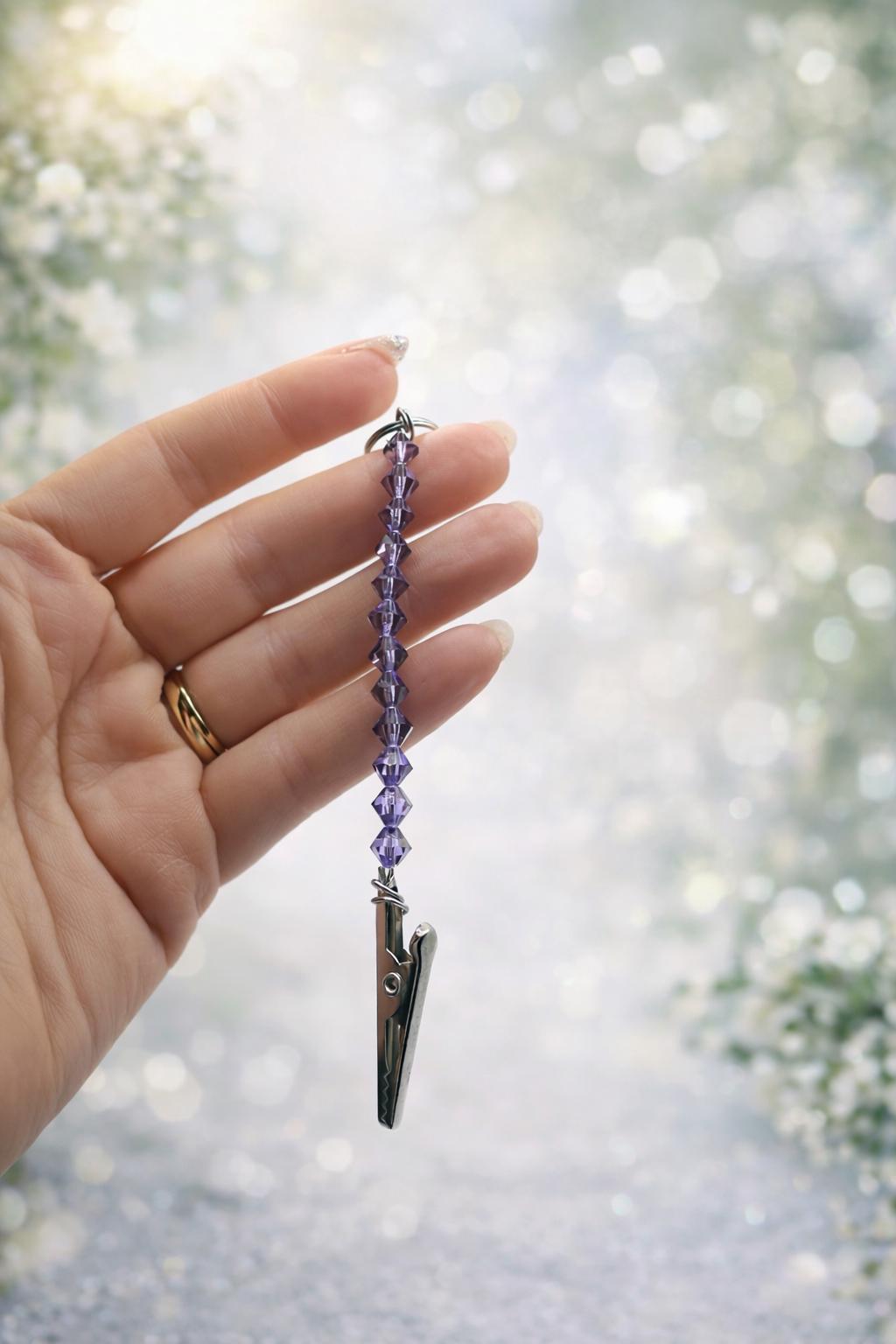 Fibromyalgia Awareness ATM Card Clip – Purple Wolf Heart Ribbon – Bracelet Helper & long nail helper
