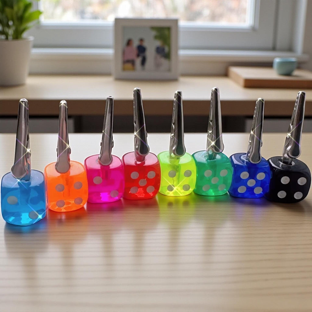 Colorful Dice ATM Card Clip – Long Nail Helper, Handmade Grabber