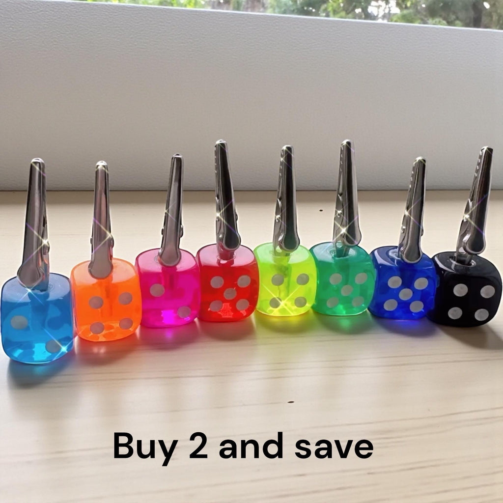 Colorful Dice ATM Card Clip – Long Nail Helper, Handmade Grabber