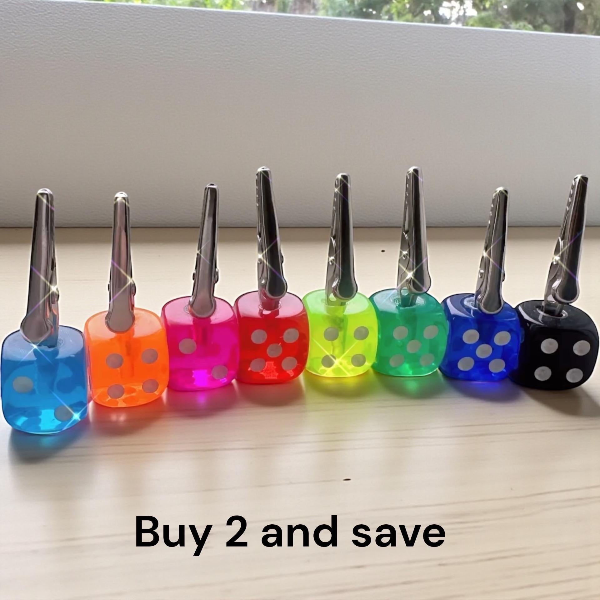 Colorful Dice ATM Card Clip – Long Nail Helper, Handmade Grabber