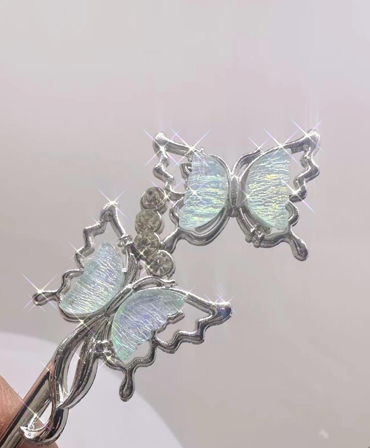 Fairy ATM Card Clip – Floral & Butterfly Card Grabber – Silver Fantasy ATM Helper – Long Nail Friendly Card Holder