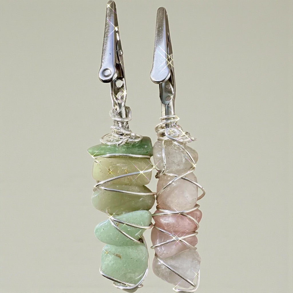 Wire Wrapped Rose Quartz ATM Card Clip | Long Nail Helper