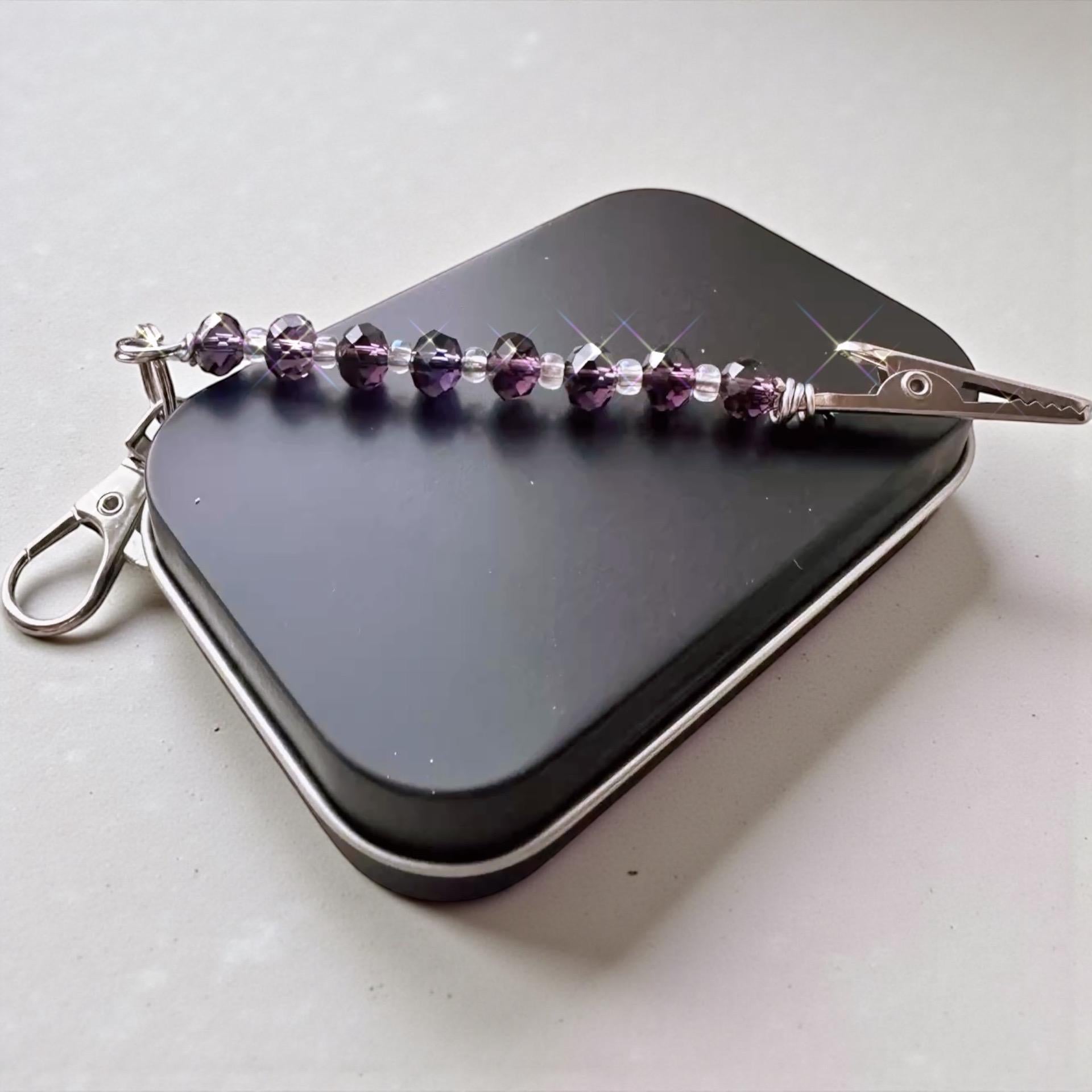 Ocean Crystal ATM Card Clip Amathyst purple  with Tin – Long Nail Helper
