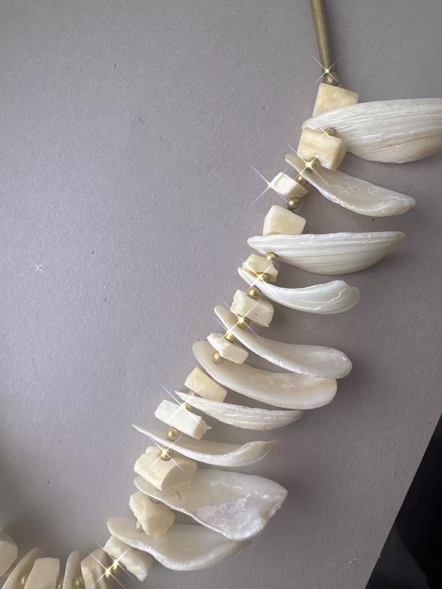 Y2K Mother of Pearl Shell Necklace – Coastal Statement Collar