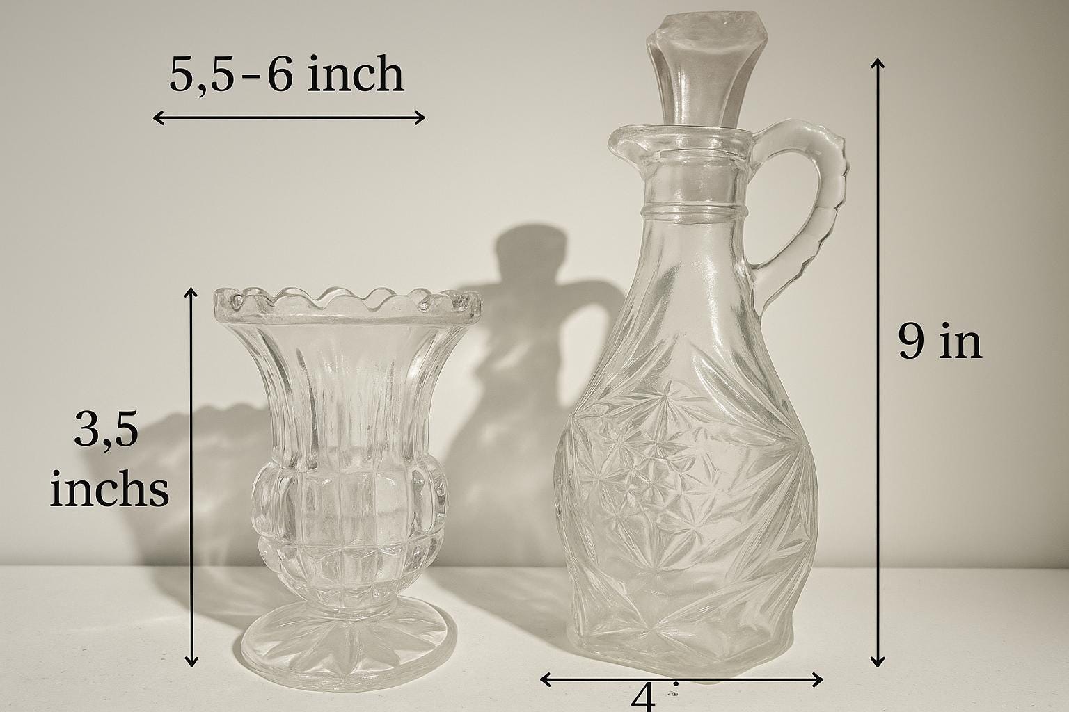 Vintage Starburst Glass Cruet & Bud Vase Set | Farmhouse Decor