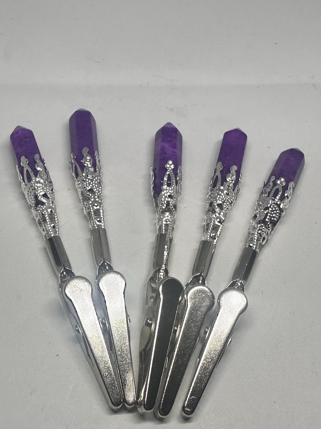 Purple Crystal ATM Card Clip – Amathyst Crystal Bracelet Helper • Long Nail Grabber • Vintage-Style