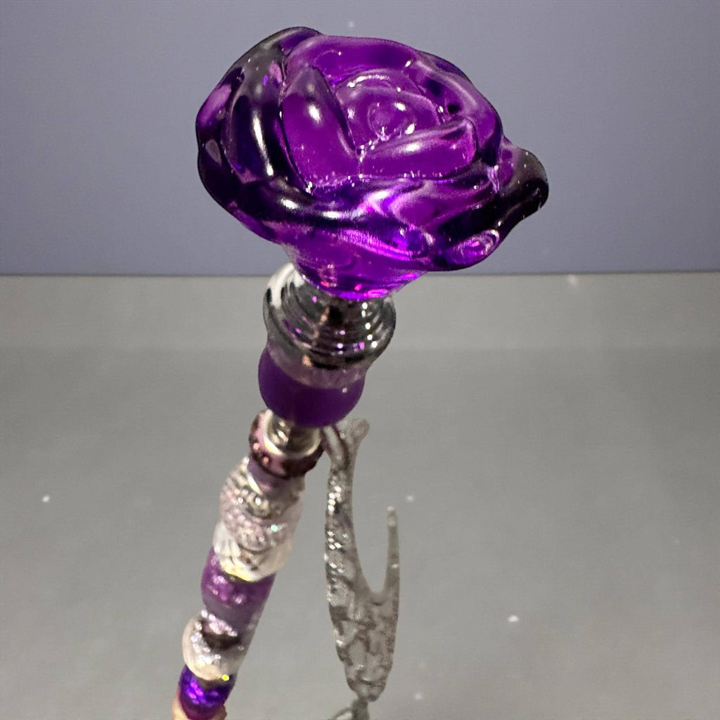 Garden Fairy Wand glass rose – Beaded Plant Stake with Charm spring home decor