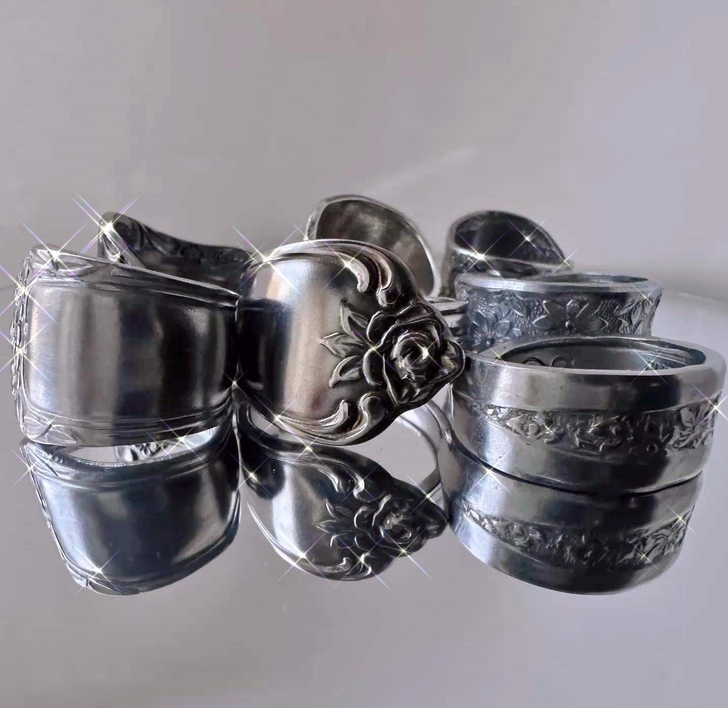 Mystery Vintage Spoon Ring – Handmade Ornamental Silverware Ring – Choose Your Size – Floral Statement Band Gift