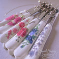 Vintage Floral Ceramic ATM Card Clip – Long Nail Helper, Bracelet Tool, credit card grabber