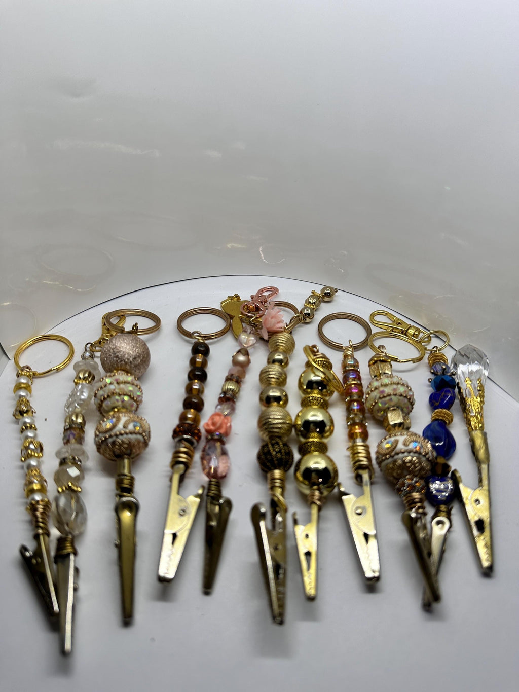 Mystery ATM Card Clip Set – 2 Handmade Beaded Clips – Bracelet Helper, Keychain, Long Nail Tool – Random Surprise Gift