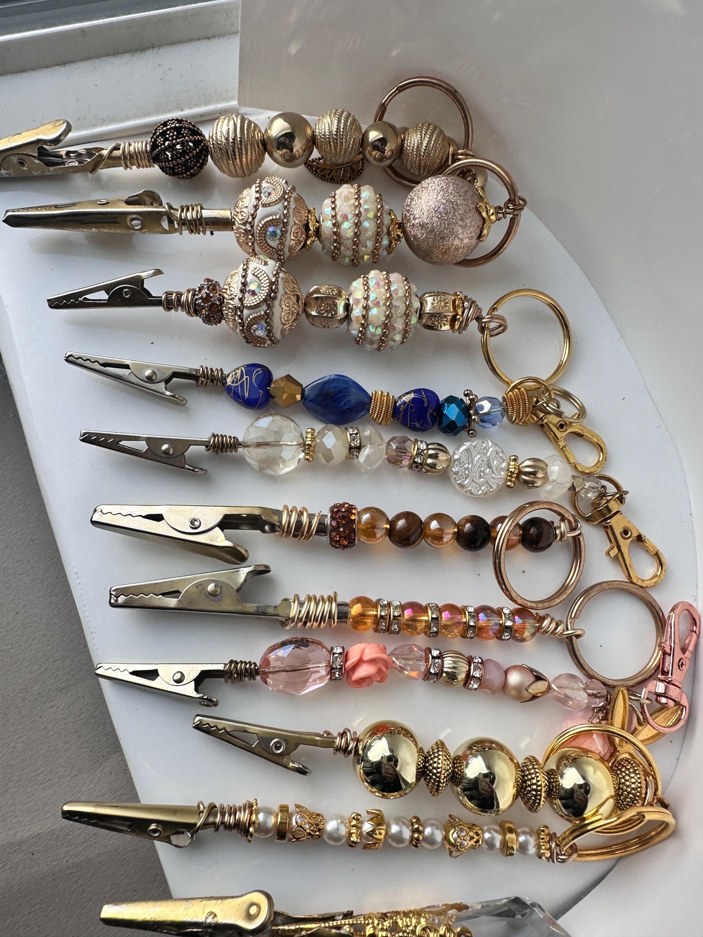 Mystery ATM Card Clip Set – 2 Handmade Beaded Clips – Bracelet Helper, Keychain, Long Nail Tool – Random Surprise Gift