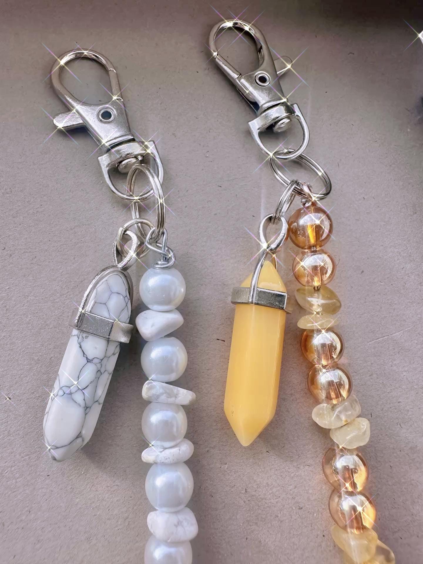 Handmade ATM Card Clip Bracelet Helper | Long Nail Credit Card Grabber | Beaded Keychain Dangle with Crystal Point | Purse & Wallet Accessor