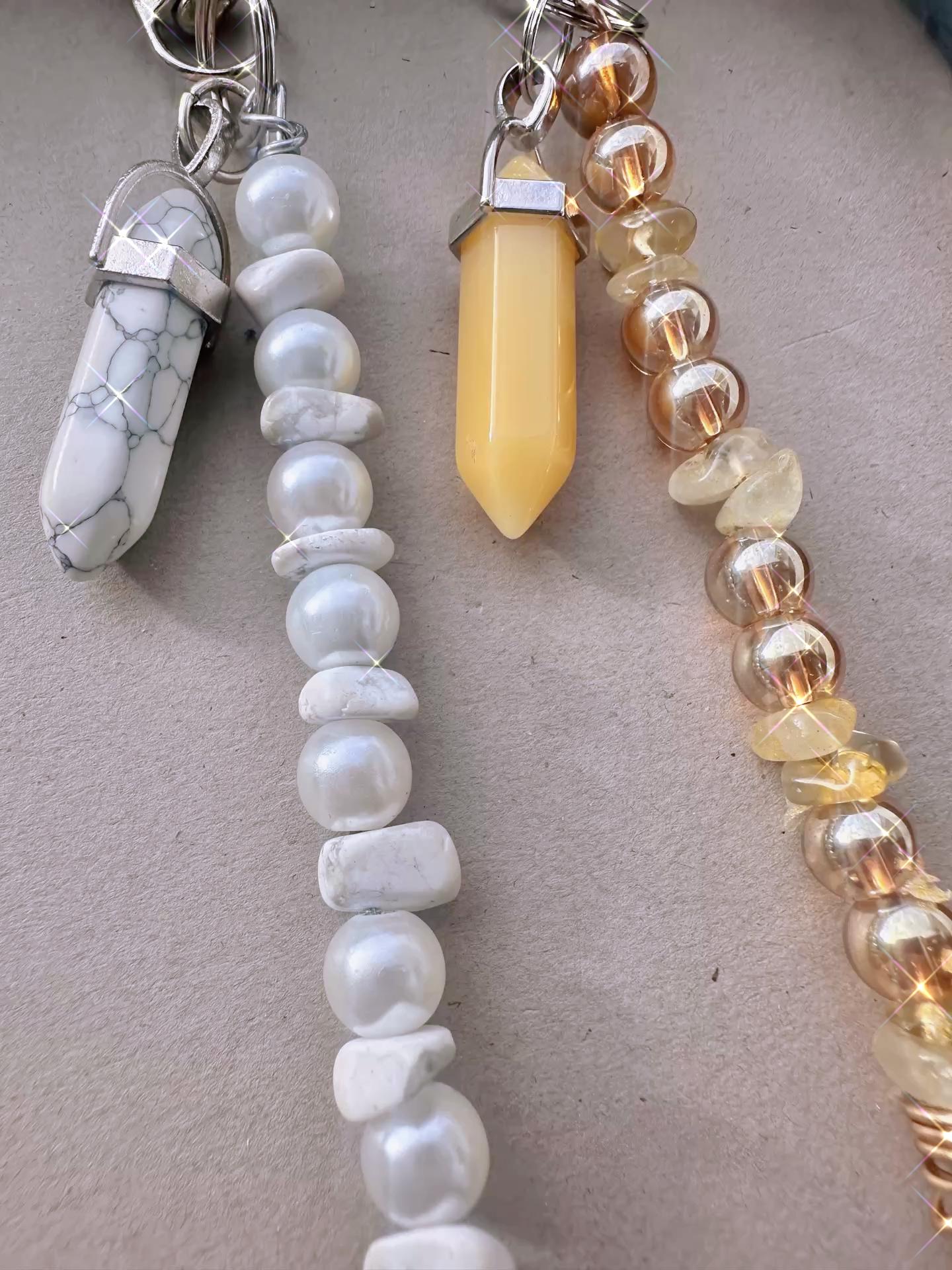 Handmade ATM Card Clip Bracelet Helper | Long Nail Credit Card Grabber | Beaded Keychain Dangle with Crystal Point | Purse & Wallet Accessor