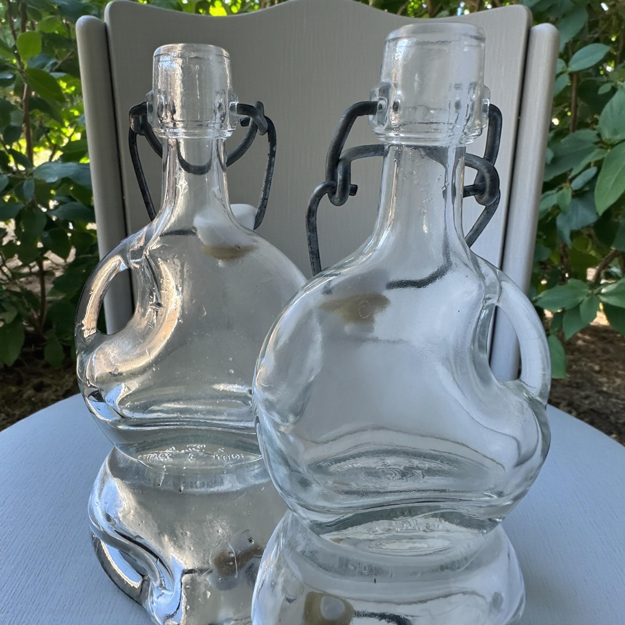 Set of 2 Vintage Swing-Top Glass Decanters – Mid-Century Barware
