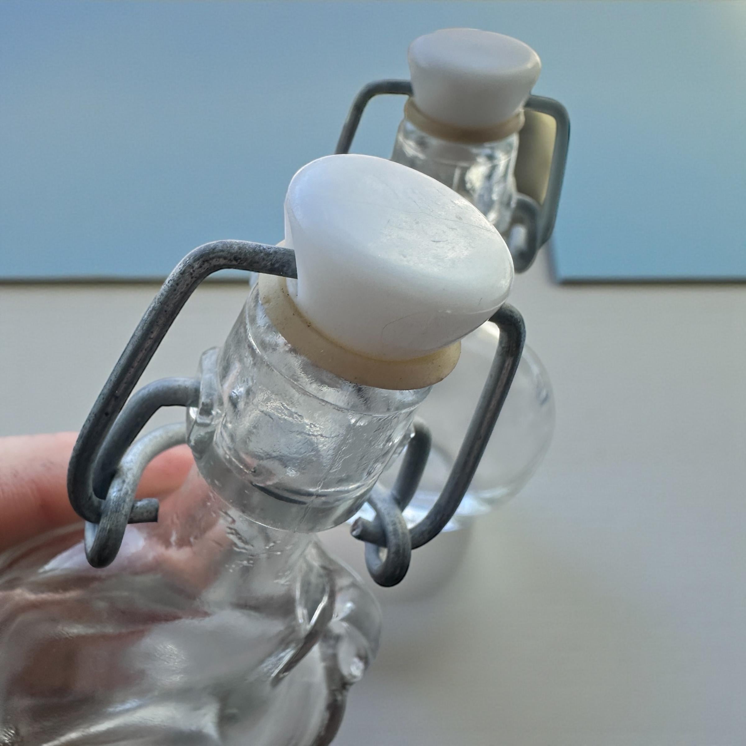 Set of 2 Vintage Swing-Top Glass Decanters – Mid-Century Barware