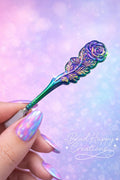 Pince pour carte bancaire Rose irisé – Aide pour ongles longs – Pince pour carte de crédit florale – Cadeau fait main
