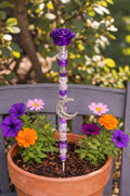 Garden Fairy Wand glass rose – Beaded Plant Stake with Charm spring home decor