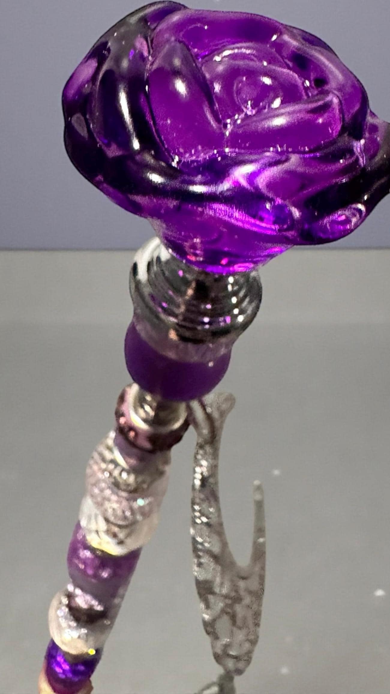 Garden Fairy Wand glass rose – Beaded Plant Stake with Charm spring home decor
