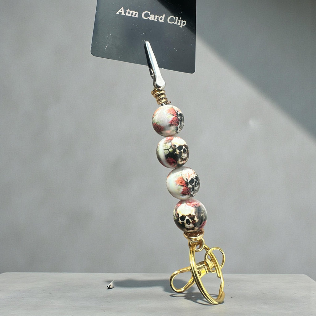 Skull Beaded ATM Card Clip Bracelet Helper – Handmade Long Nail Helper