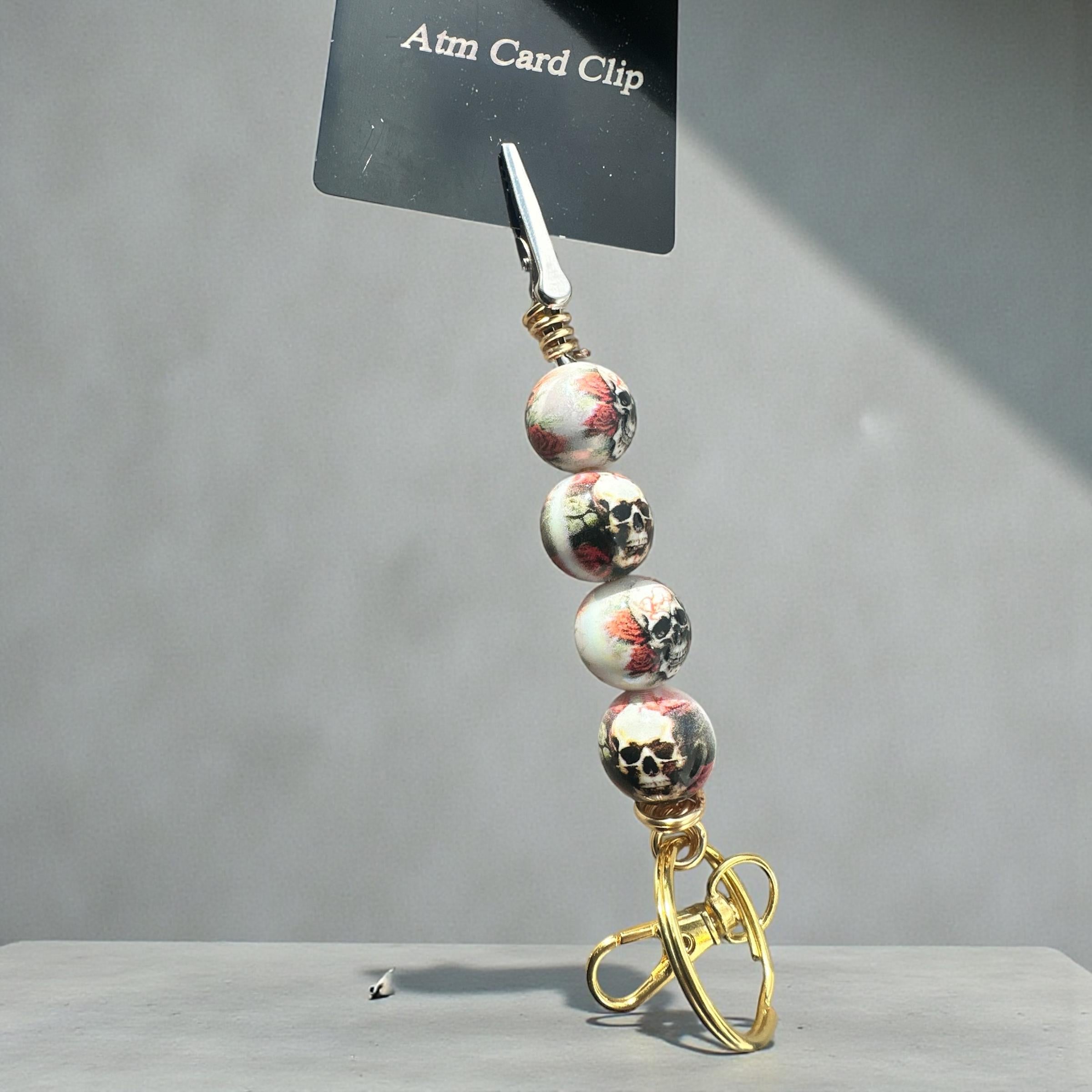 Skull Beaded ATM Card Clip Bracelet Helper – Handmade Long Nail Helper