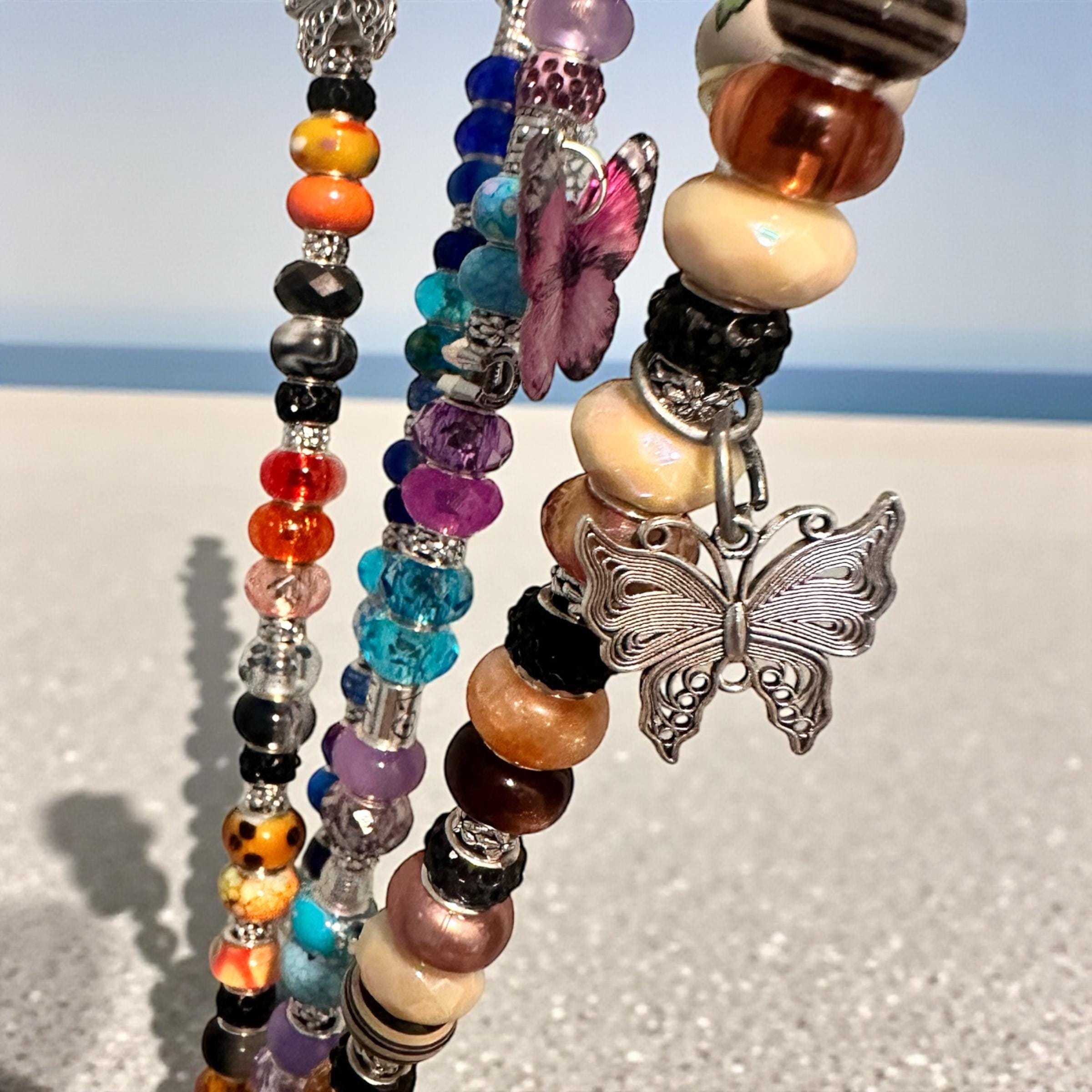 Mushroom Garden Fairy Wand 16- 18 ‘’  long with Charms – Handmade Beaded Garden Decor – Whimsical Fairy Garden Stake