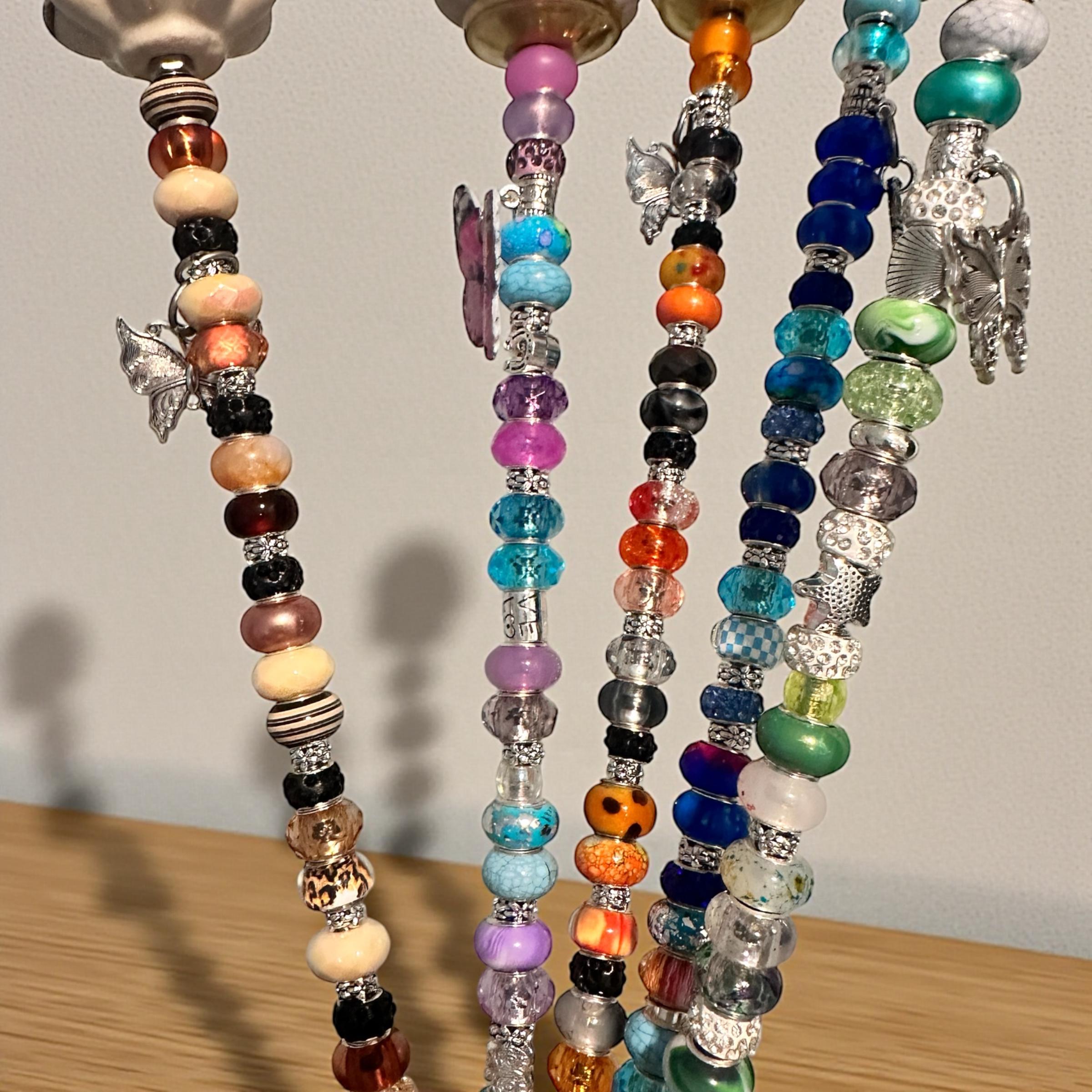 Mushroom Garden Fairy Wand 16- 18 ‘’  long with Charms – Handmade Beaded Garden Decor – Whimsical Fairy Garden Stake