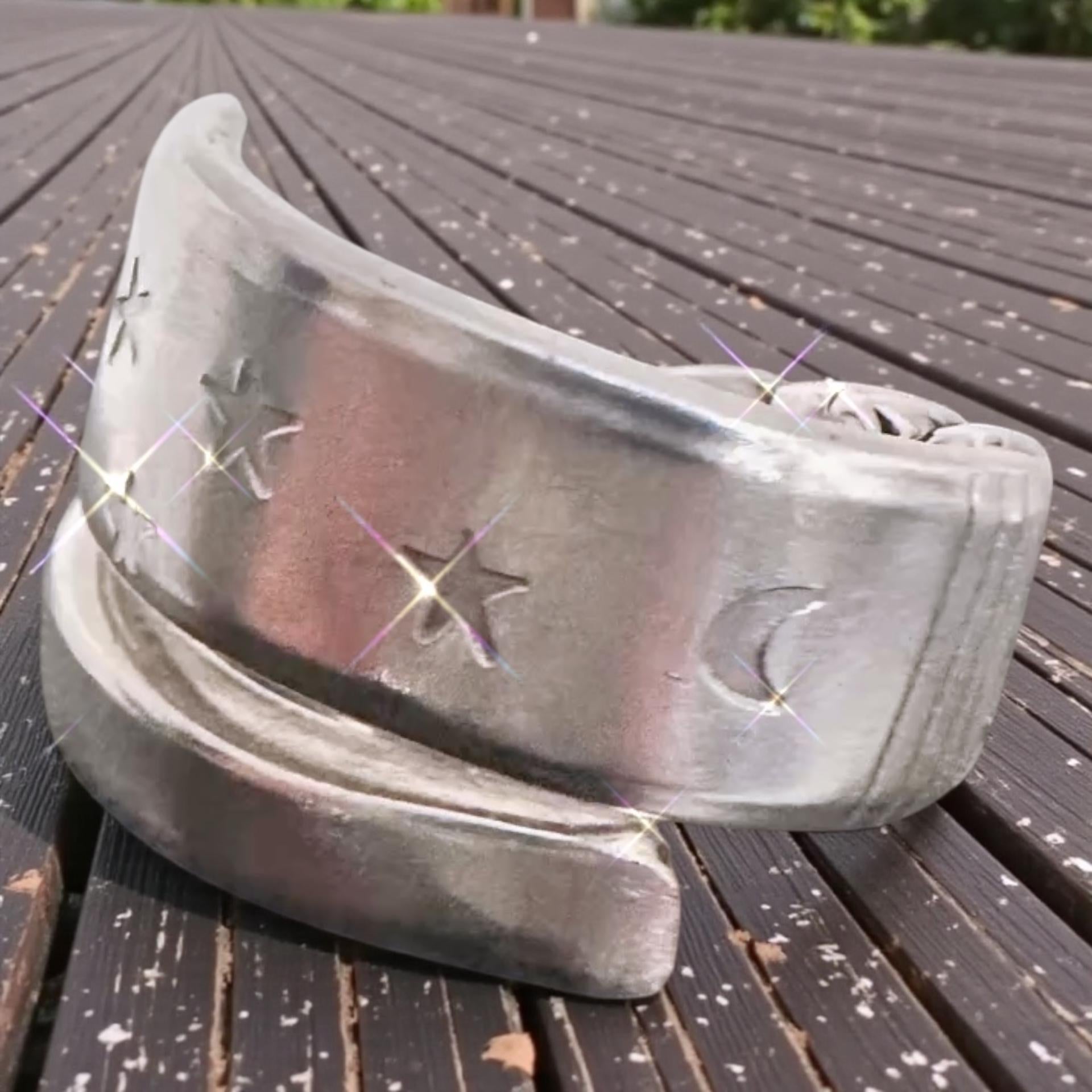 Hand Stamped Vintage Spoon Ring Moon and stars – Silver Plated Upcycled Flatware Jewelry