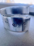 Vintage Spoon Ring Silver Plated – Hand Stamped Heart Band – Adjustable Reclaimed Flatware Ring – Valentine’s Day Gift for Her