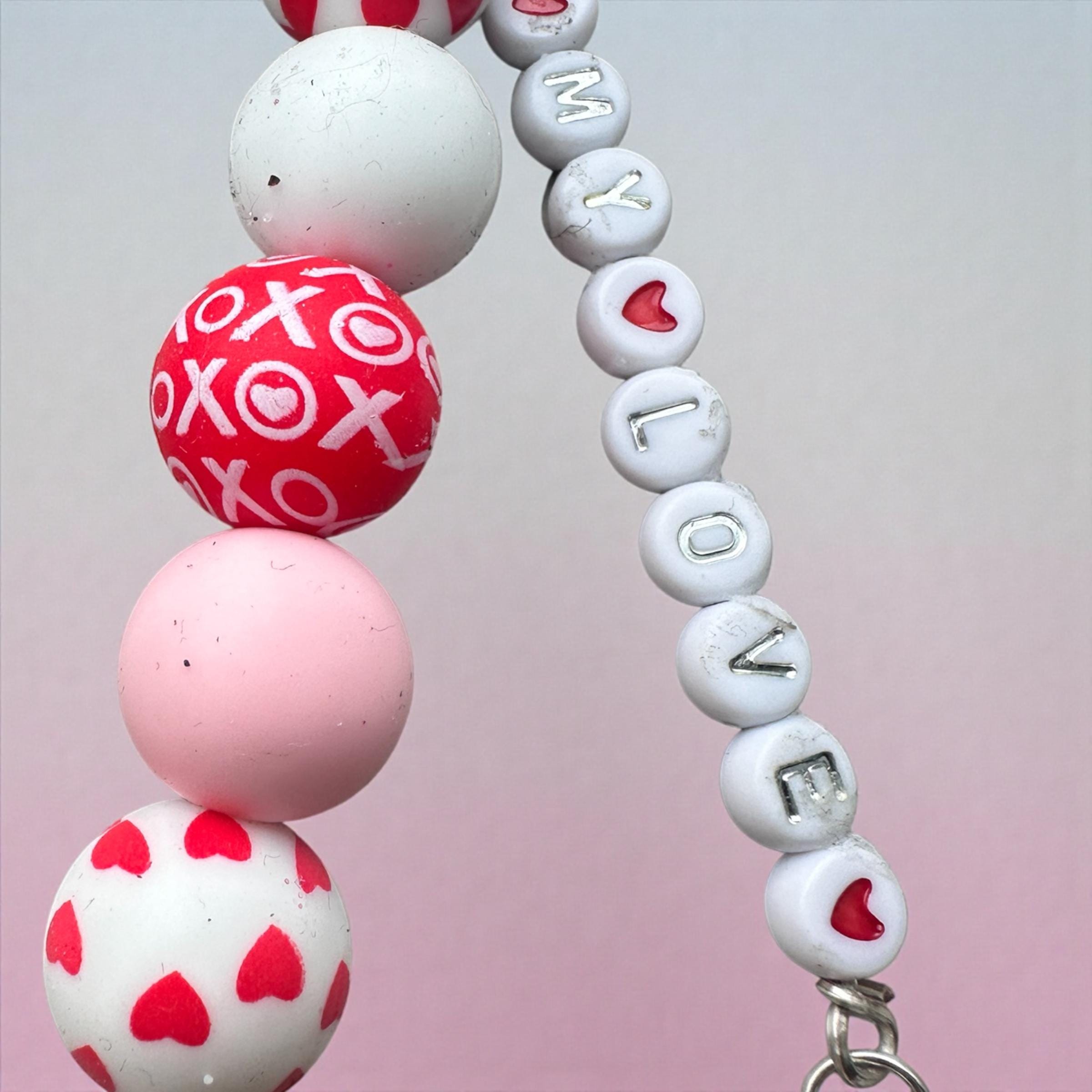 Personalized Valentine Beaded Card Clip – Custom Name Keychain
