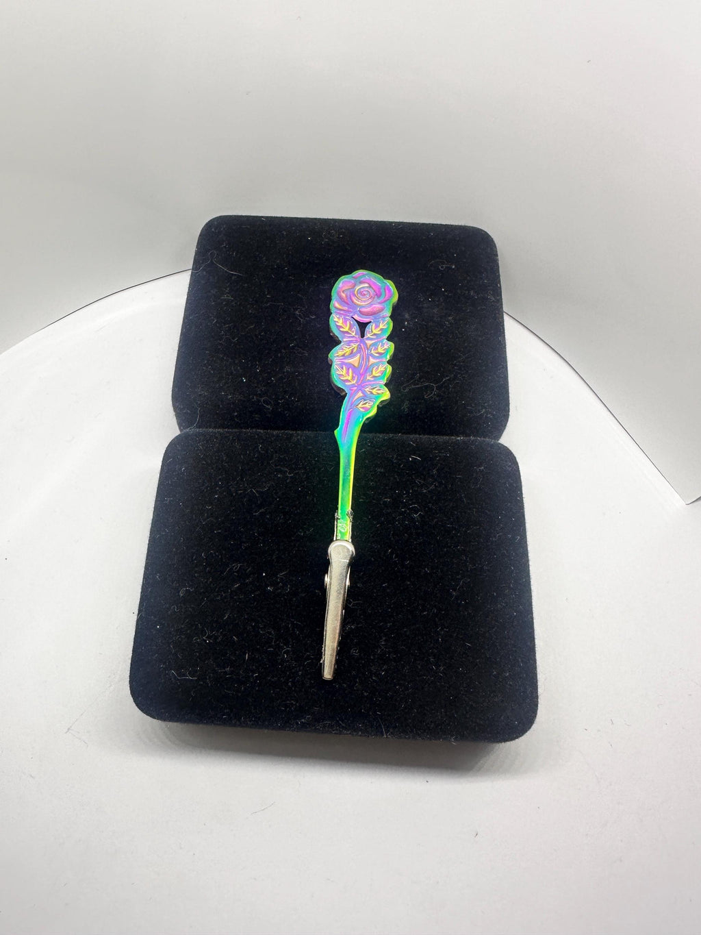 Iridescent Rose ATM Card Clip – Long Nail Helper – Floral Credit Card Grabber – Handmade Gift