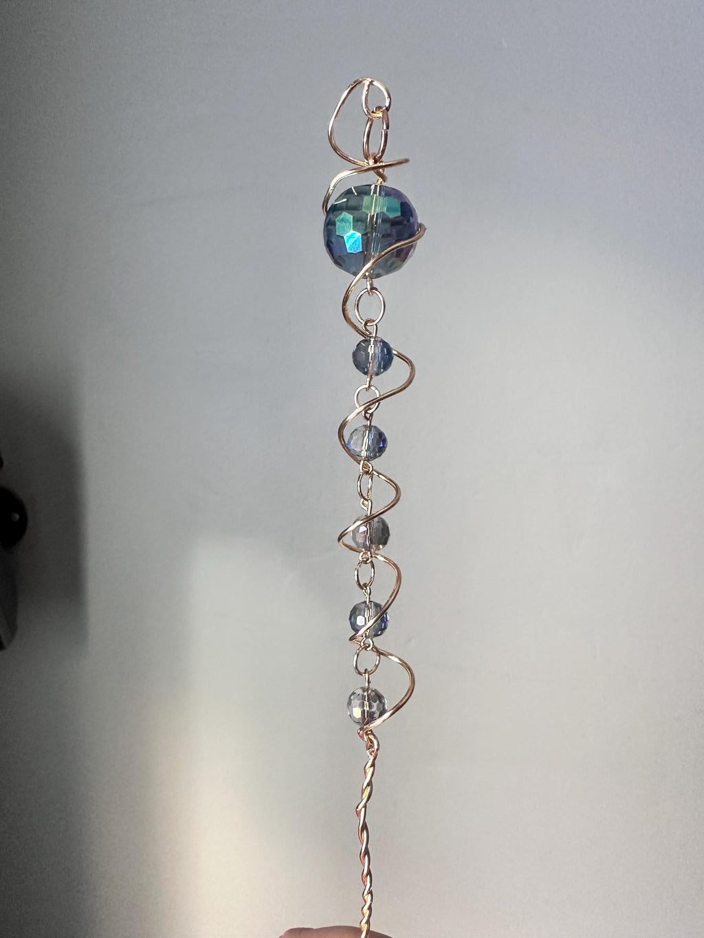 Handmade Crystal Beaded Plant Stick | Gold Wire Sun Catcher Accent 9 Inch spring addition