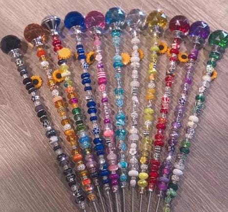 Colorful Beaded Garden Fairy Wand 16-18 inch large  • Crystal Globe style Top, Plant Stake