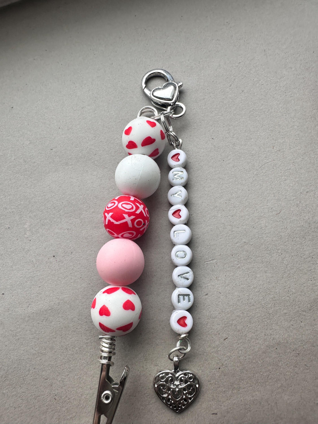 Personalized Valentine Beaded Card Clip – Custom Name Keychain