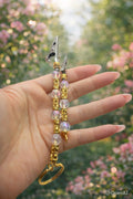 Gold & Iridescent Beaded ATM Card Clip set  – Handmade Long Nail Helper – Crystal Bracelet – Keyring Grabber Accessory