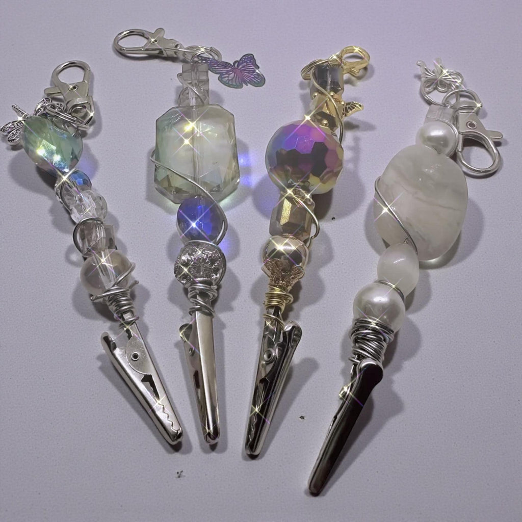 Wire Wrapped Crystal Keychain | Handmade ATM Card Clip (Gold or Silver)