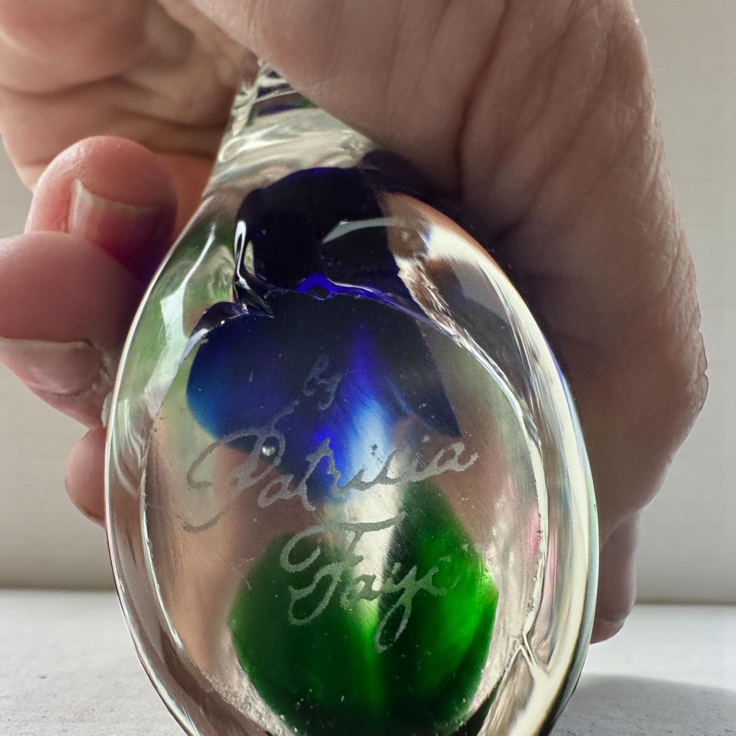 Signed 2001 Patricia Faye Rare Studio Art Glass Fish & Starfish Set – Hand Blown Coastal Marine Sculpture – Color Block Art Glass