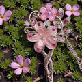 Aide pour Bracelet Fleur en Cristal Rose – Pince à Carte Bancaire Perles Faite Main – Outil Compagnon de Bracelet pour Ongles Longs – Aide à Bijoux Florale Or Rose