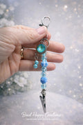 Blue Rose Beaded Bracelet Helper – Floral Resin ATM Card Clip with Crystal Accent