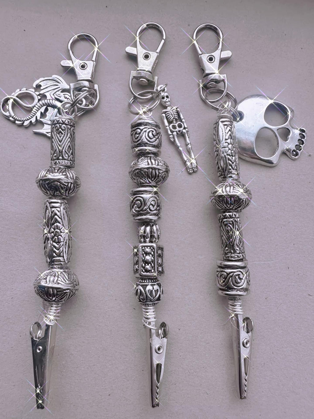 Gothic Silver Dragon or Skull ATM Card Clip – Choose Dragon Head, Skull Head or Skull Body – Handmade father day gift idea