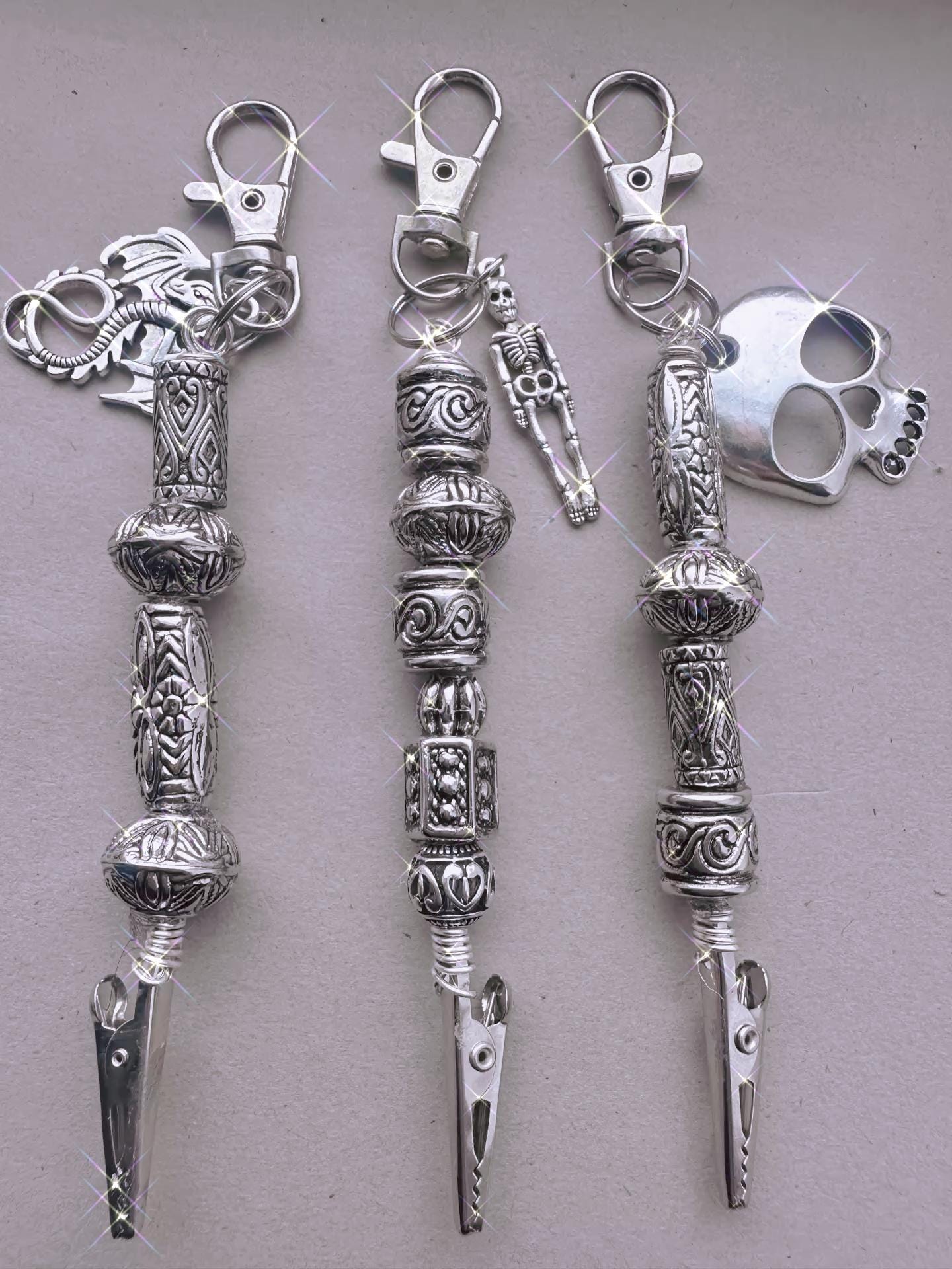 Gothic Silver Dragon or Skull ATM Card Clip – Choose Dragon Head, Skull Head or Skull Body – Handmade father day gift idea