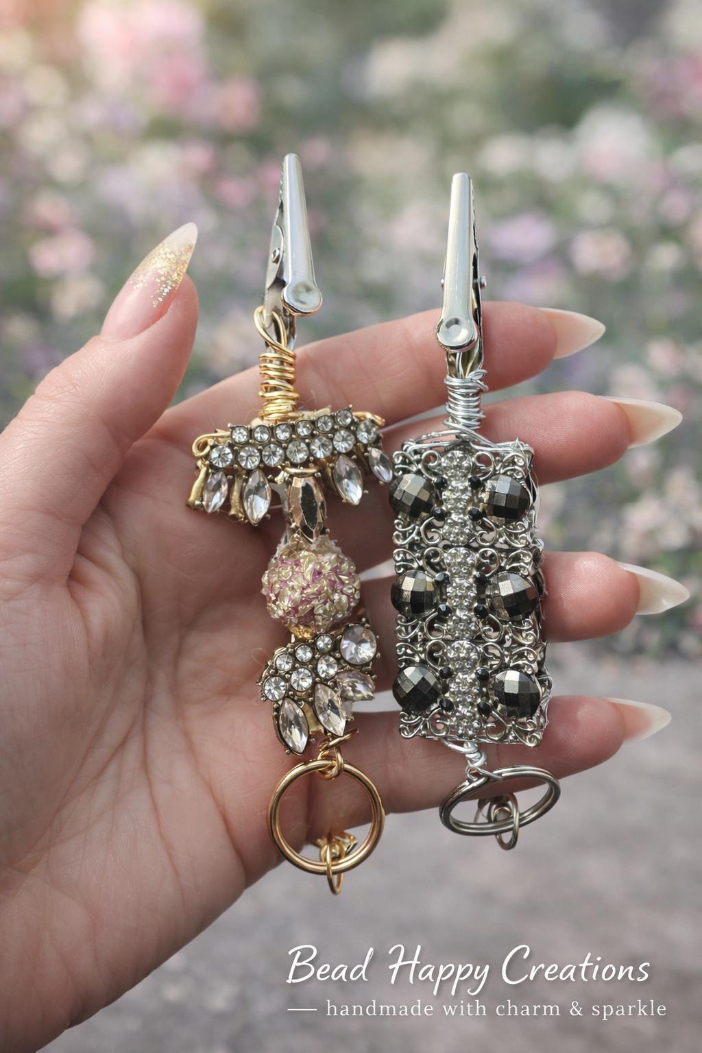Upcycled Vintage Jewelry ATM Card Clip – wire wrapped Handmade Crystal Bracelet Helper