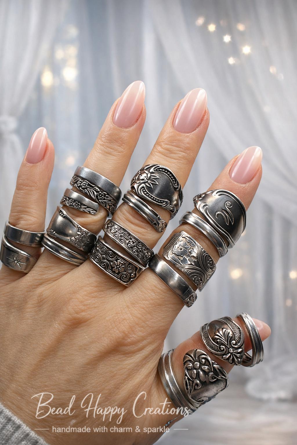 Vintage Mystery Spoon Rings, Bundles available • Double Wrapped • Stainless Steel • Velvet Box included
