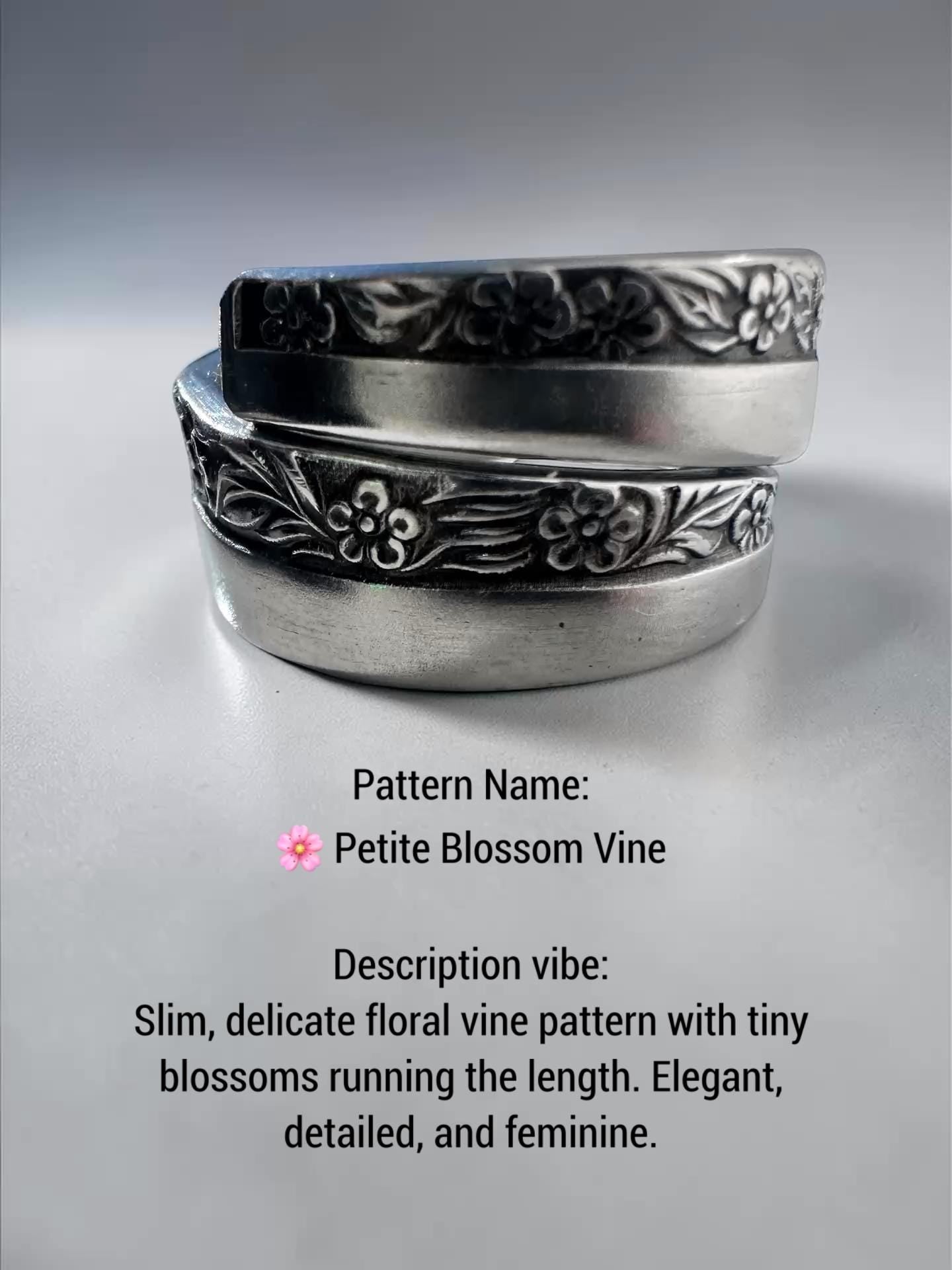 Vintage Spoon Ring – Rose Garden, Fleur Crest, Petite Blossom Vine Patterns