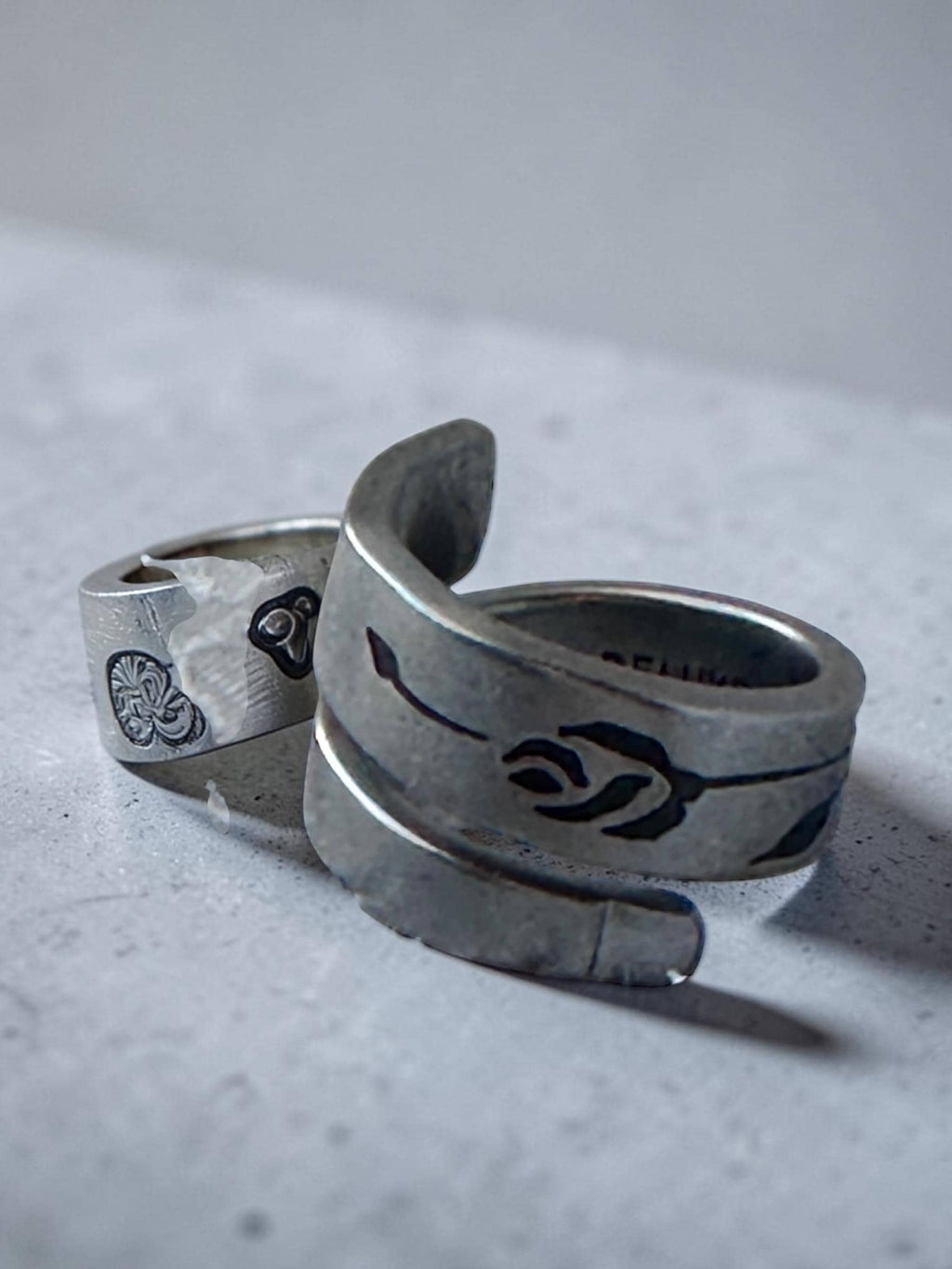 Ornamental Stainless Steel Mystery Ring • Engraved Statement Band • Vintage Inspired Jewelry