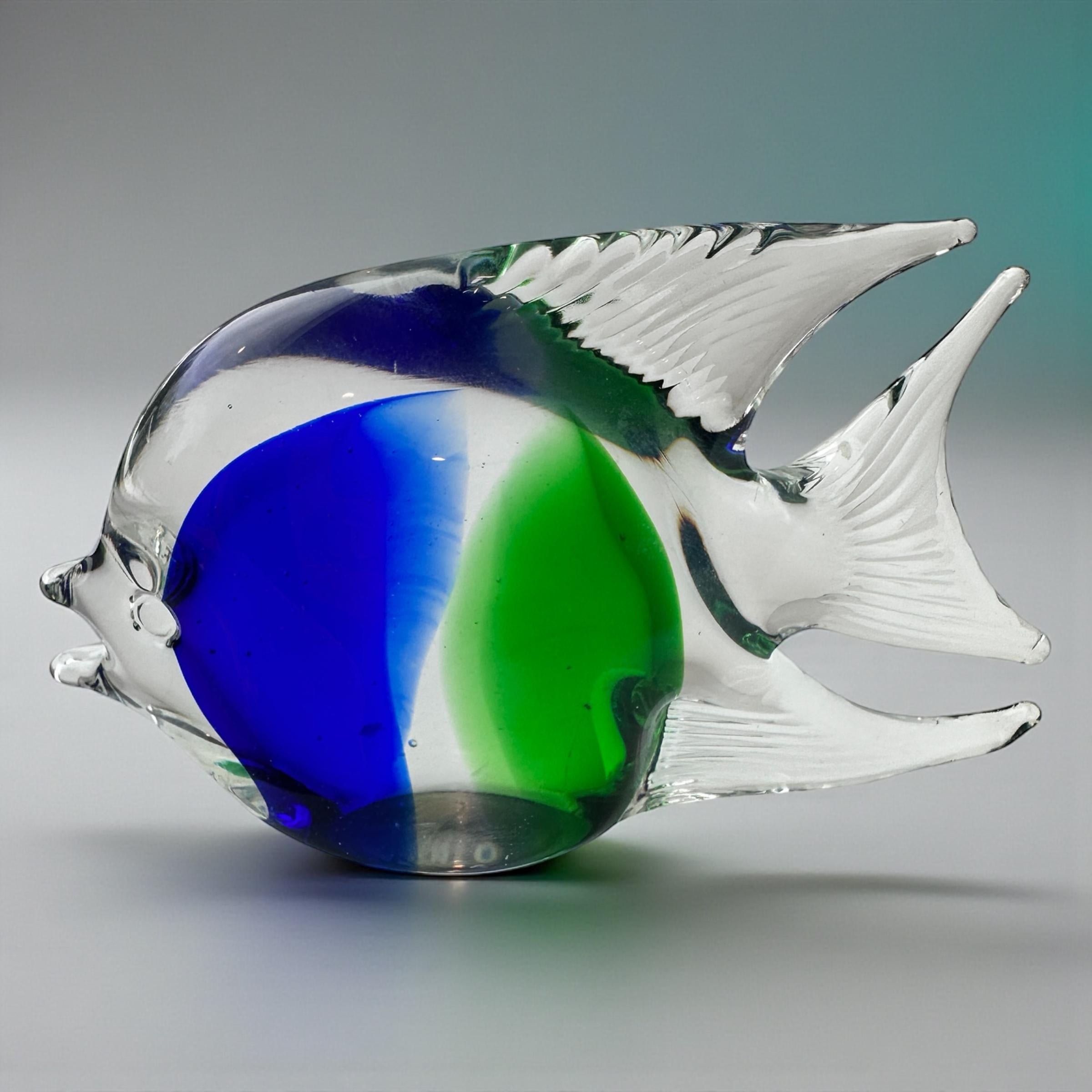 Signed 2001 Patricia Faye Rare Studio Art Glass Fish & Starfish Set – Hand Blown Coastal Marine Sculpture – Color Block Art Glass