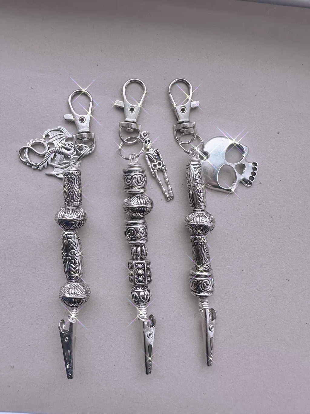 Gothic Silver Dragon or Skull ATM Card Clip – Choose Dragon Head, Skull Head or Skull Body – Handmade father day gift idea