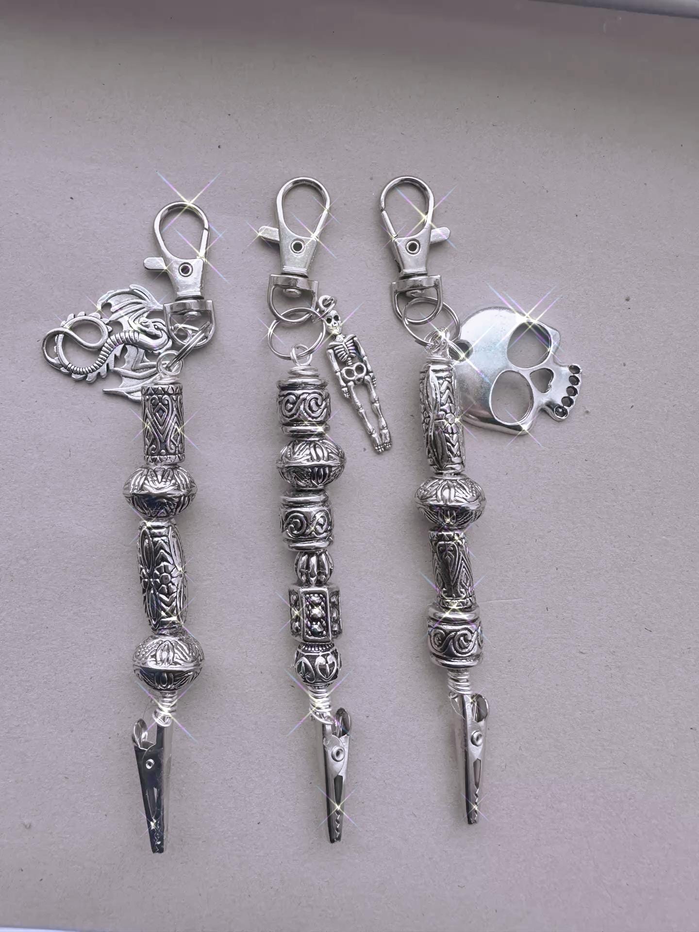 Gothic Silver Dragon or Skull ATM Card Clip – Choose Dragon Head, Skull Head or Skull Body – Handmade father day gift idea